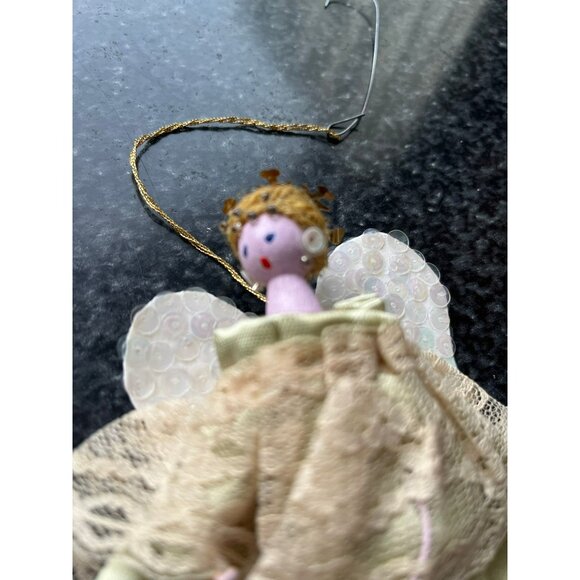 Vtg 1970's Detroit Artist Mary Ewald Christmas Ornament Angel Clothespin Doll - Picture 3 of 9